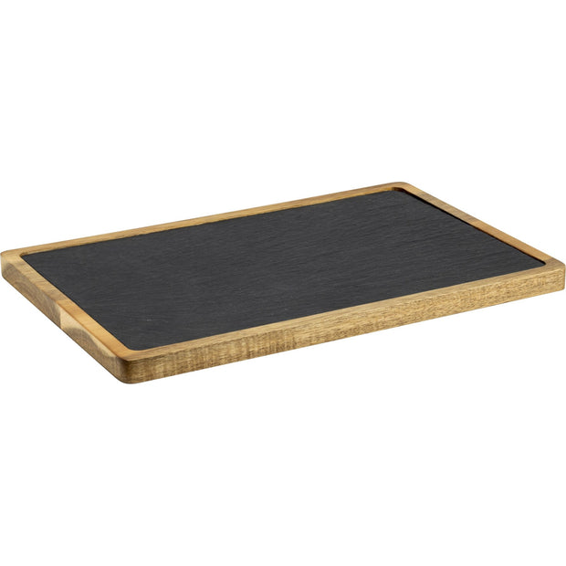 Slate with wooden tray 40x30cm