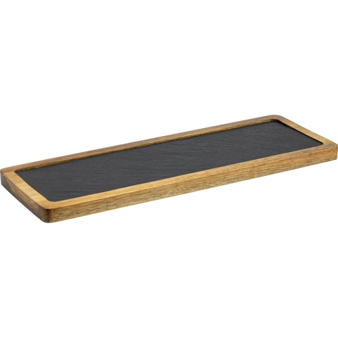 Slate with wooden tray 33.5cm