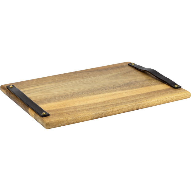 Acacia wood serving board with handles 38x23cm