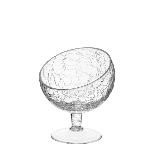 HORECANO Alira offset glass presentation bowl with stem "Cracked" 12cm