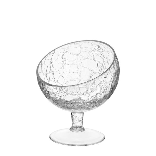 HORECANO Alira offset glass presentation bowl with stem "Cracked" 14.5cm