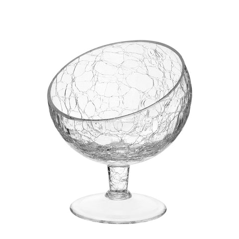 HORECANO Alira offset glass presentation bowl with stem "Cracked" 19cm
