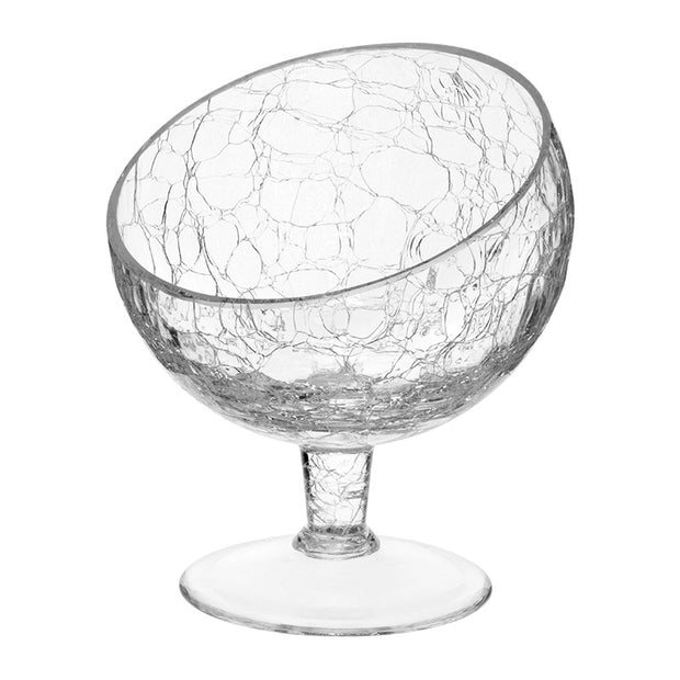 HORECANO Alira offset glass presentation bowl with stem "Cracked" 22cm