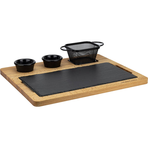 Slate with wooden tray 38cm