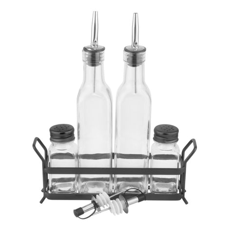 HORECANO Old School Condiment set 5 pcs with black rack 280x65cm