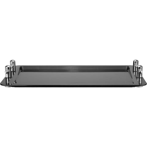 Rectangular polycarbonate display tray with less and handles black 53cm