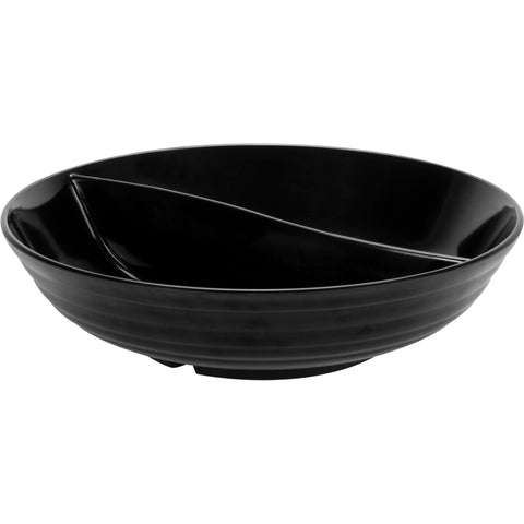 Round partitioned melamine bowl "Eco" black 33.5сm