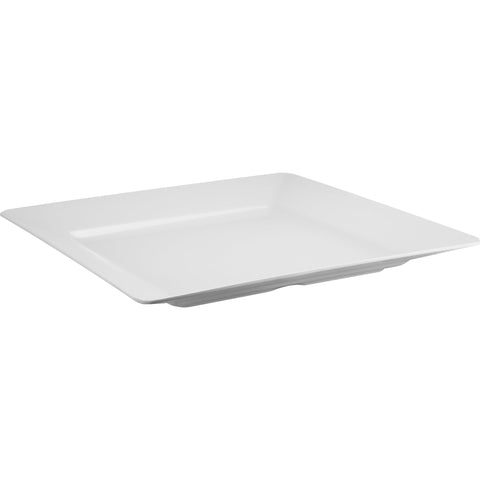 Square shallow melamine plate white 46cm