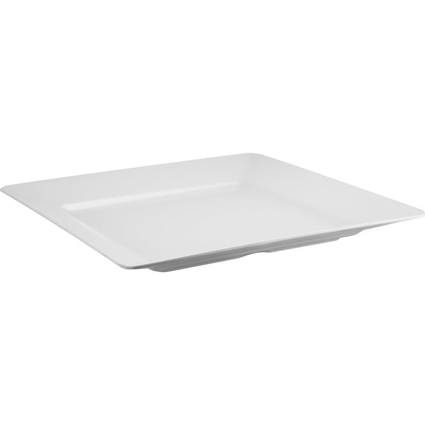 Square shallow melamine plate white 46cm