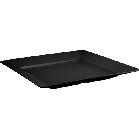 Square shallow melamine plate black 46cm