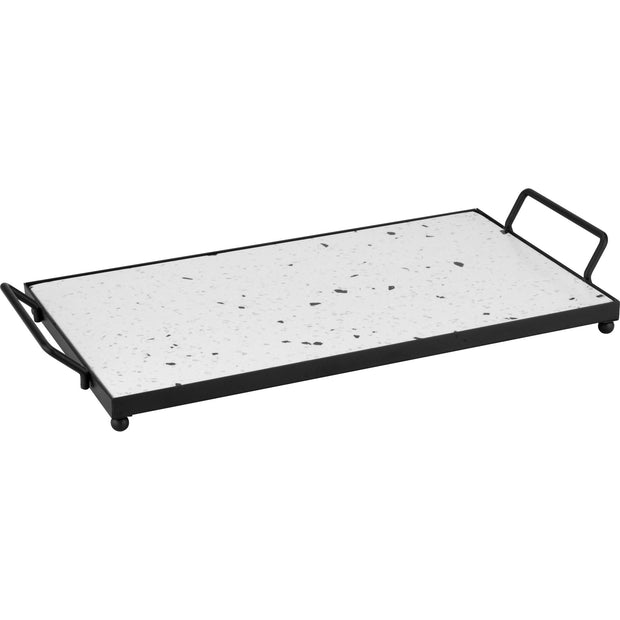 Terrazzo tray with metal holder 37x18.5cm