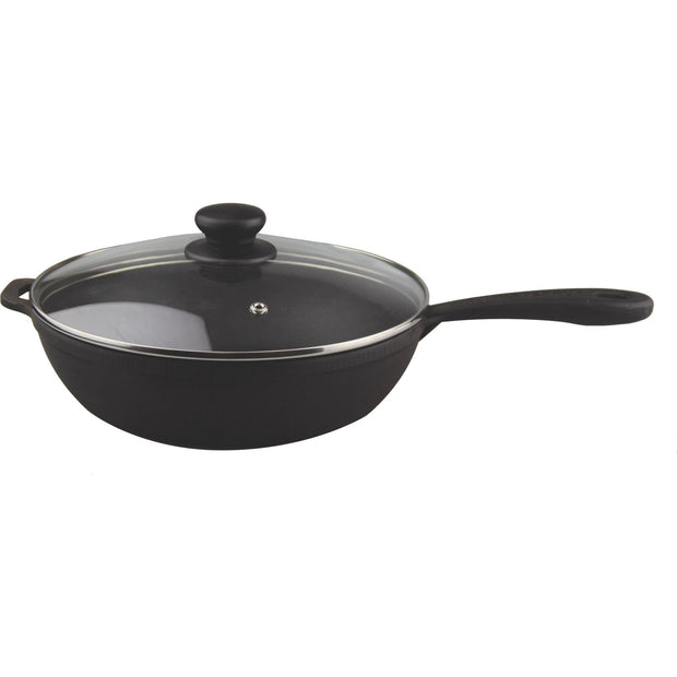 Cast iron skillet with glass lid 24cm