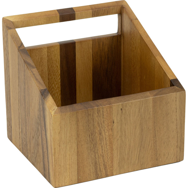 Acacia square crate with handle 15x15cm