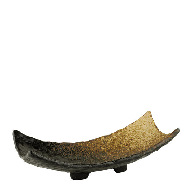 HORECANO Ember ceramic  curved platter with feet 27x11cm