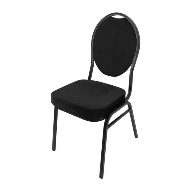 Steel framed catering chair with oval backrest "Black" 44x49cm