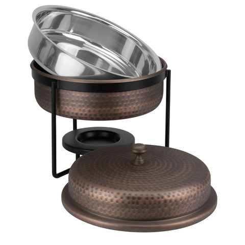Horecano Rustic Round Chafing Dish with Matte Black Base 5 litres