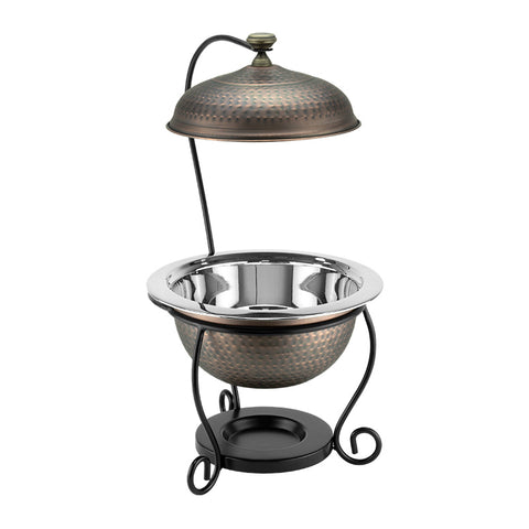 Horecano Rustic Round Dome Chafing Dish with Matte Black Base 3 litres