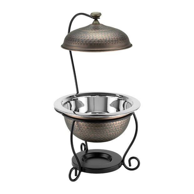 Horecano Rustic Round Dome Chafing Dish with Matte Black Base 3 litres