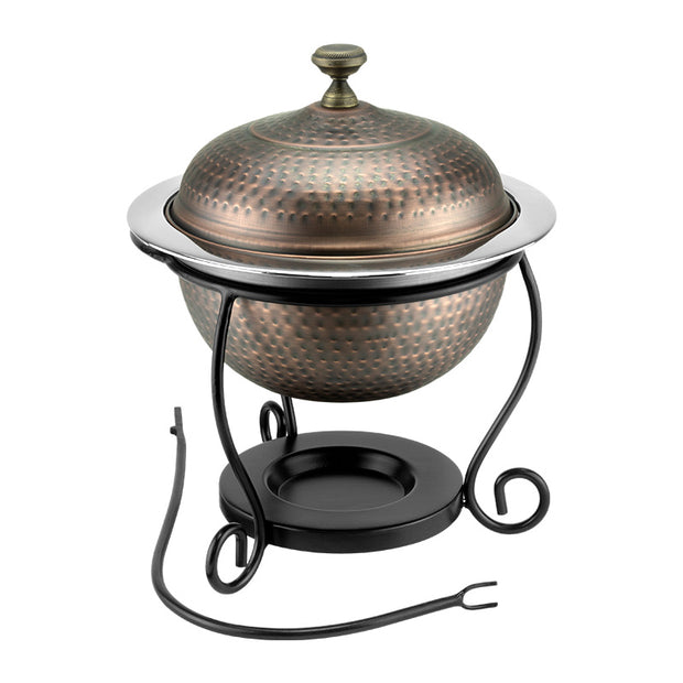 Horecano Rustic Round Dome Chafing Dish with Matte Black Base 3 litres