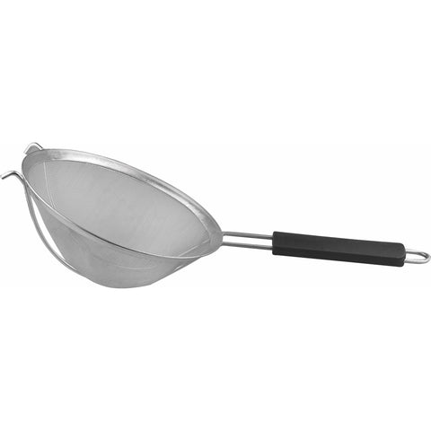 Tinned strainer with black handle 24cm