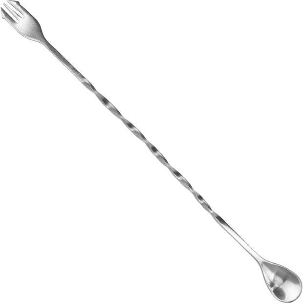Double ended cocktail spoon with mixing fork 25cm