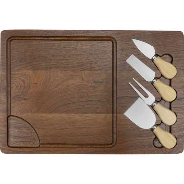 Cheese knife and wooden board set "Dark" 38cm