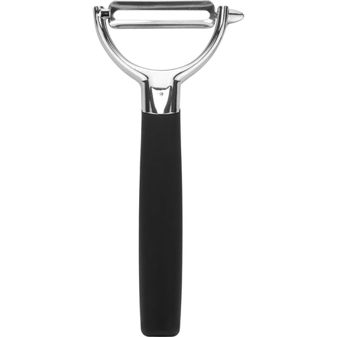 Horizontal vegetable peeler with black handle