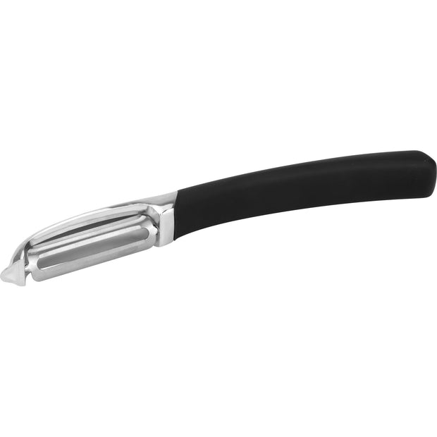 Vertical vegetable peeler with black handle