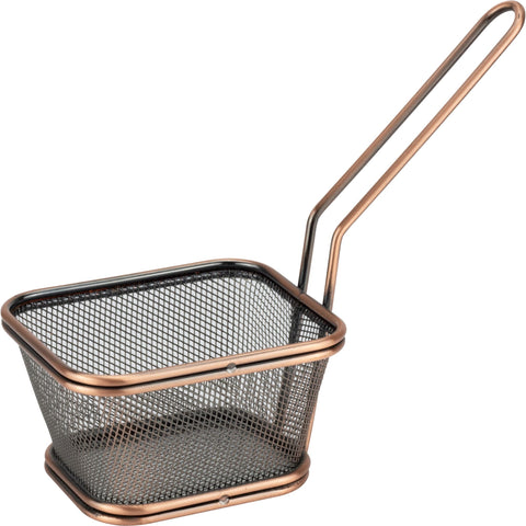 Rectangular metal serving basket "Bronze" 13x11cm