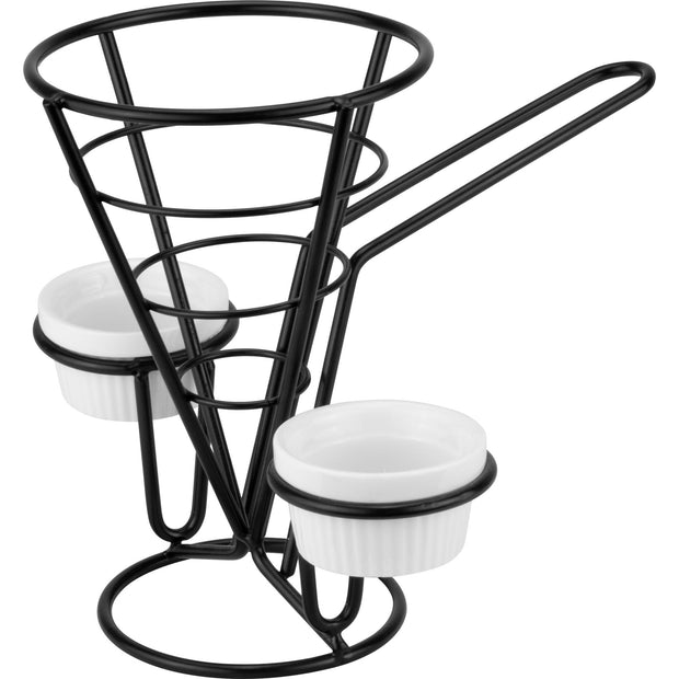 Serving basket with 2 ramekins and carrying handle 10x15cm