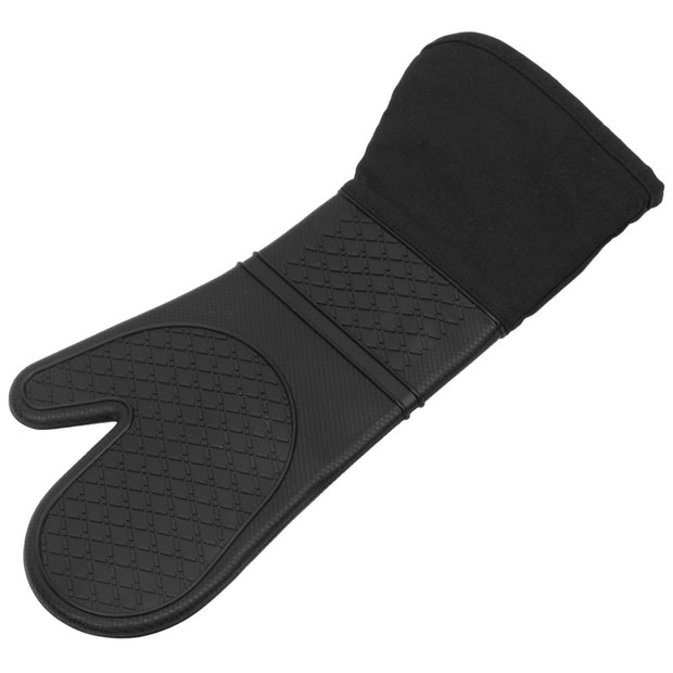 Long silicone oven glove black