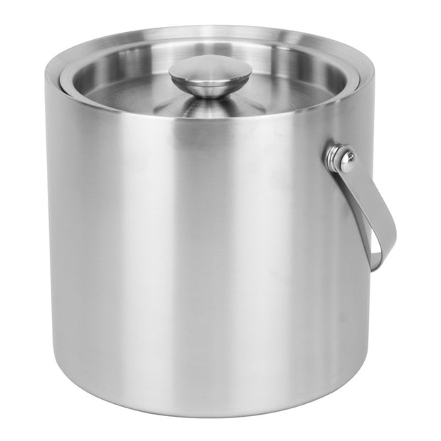 Stainless steel ice bucket with handle and lid 3 litres