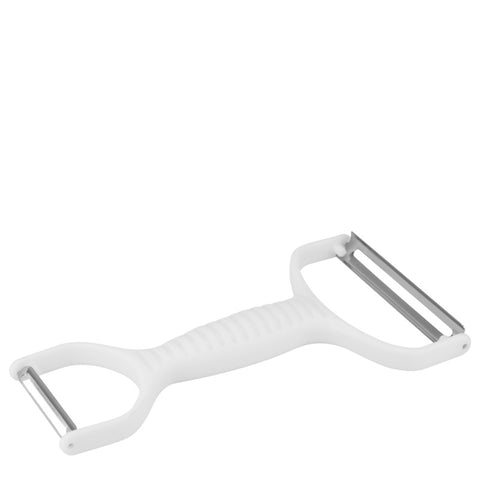 Horizontal double sided vegetable peeler