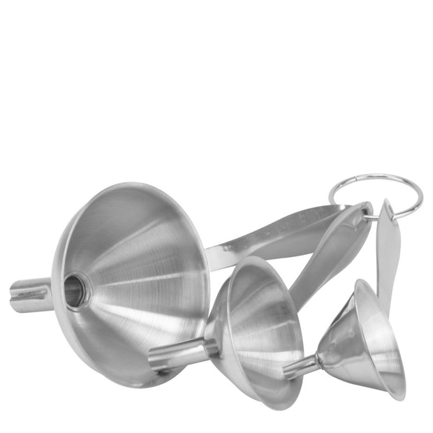 Set of 3 stainless steel funnels