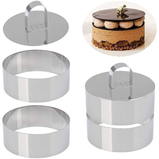 Set of three steel dessert rings 8x4cm