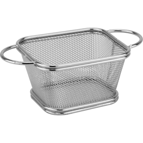 Rectangular metal serving basket "Silver" 10.5x9cm