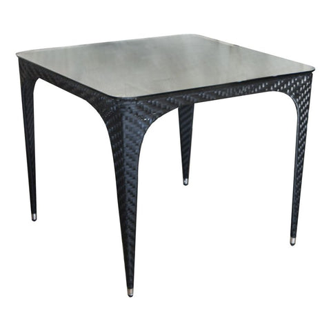 Square garden table black rattan 90x90cm