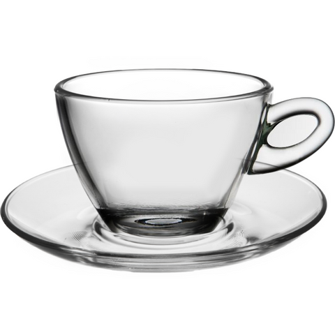 Glass cup with saucer for hot drinks 300ml