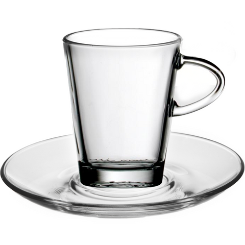 Glass cup with saucer for hot drinks 220ml