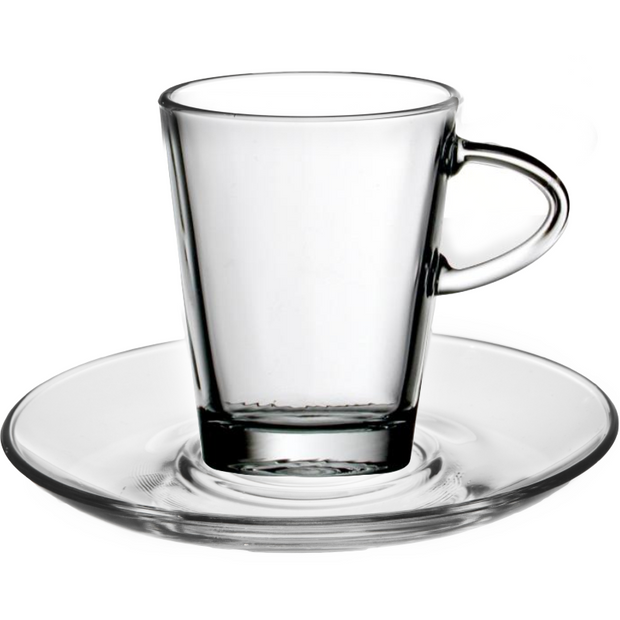 Glass cup with saucer for hot drinks 220ml