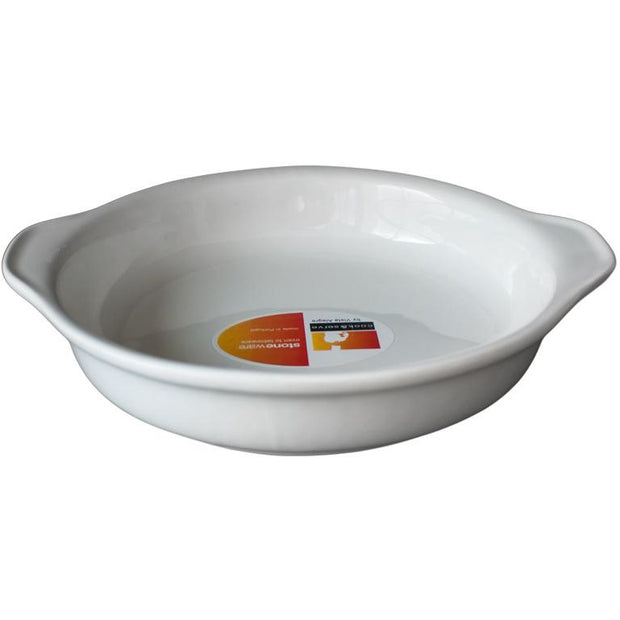Ceramic round dish with handles 19.5x3.5cm
