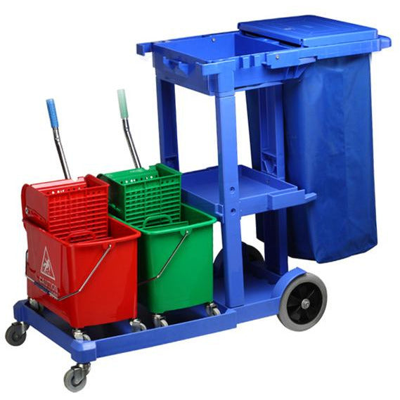 Janitor trolley for cleaning equipment 125cm