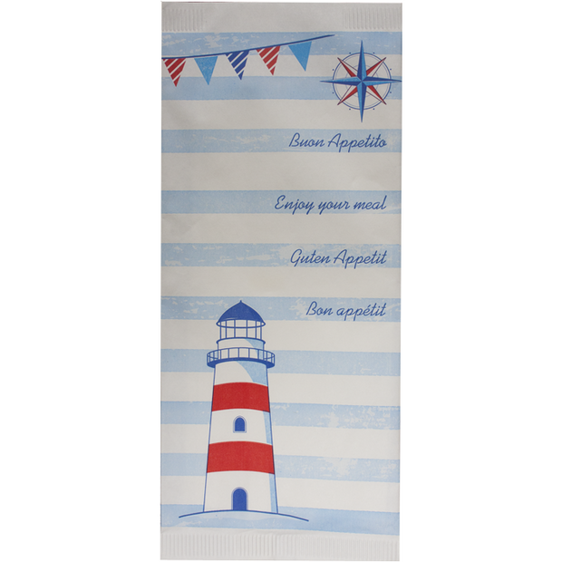 Paper cutlery pocket "Lighthouse" 125pcs 25cm