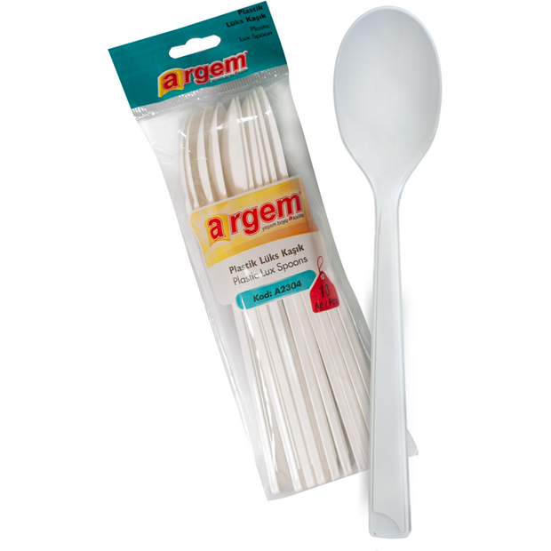 Packet of plastic spoons