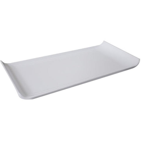 Melamine rectangular platter with curled ends white 30cm