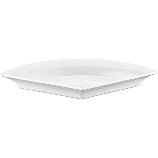 Melamine triangular platter with curved edge white 36cm
