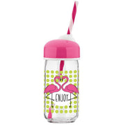 Decorated bottle with  straw 370ml