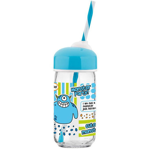 Decorated bottle with  straw 370ml