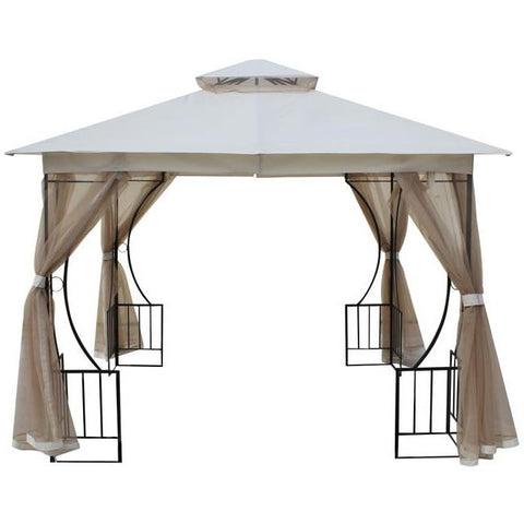 Gazebo "Oxford" beige with black frame and mosquito net 3x3m