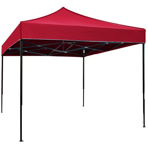 Pop up gazebo with waterproof cover and rust resistant frame red 3x3m